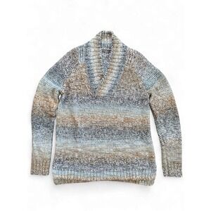 Prana Claus Sweater Women Size M Multicolor‎ Wool Blend chunky v-neck